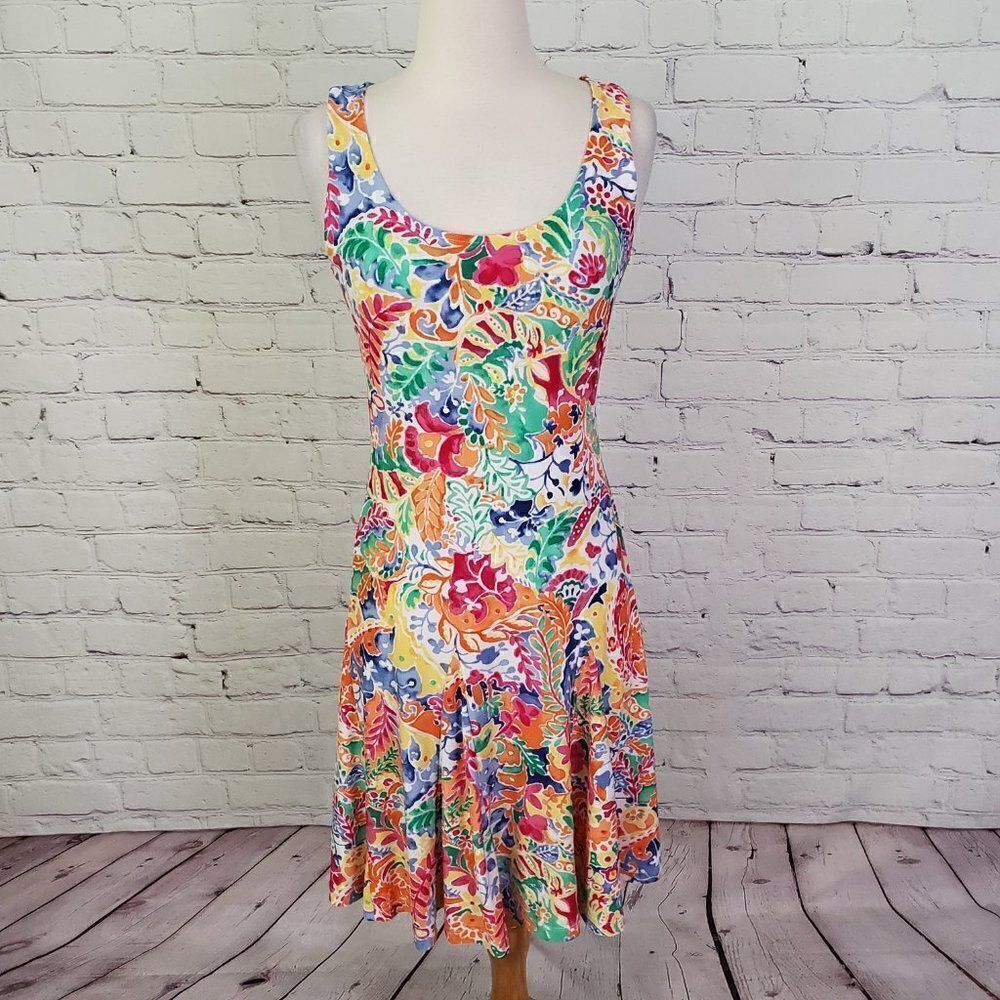 ralph Lauren Fit & Flare Dress Multi Colour XS Petite